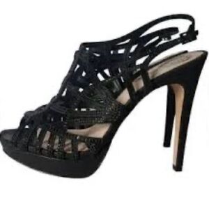 Vince Camuto Black Strappy beaded Heels size 8.5